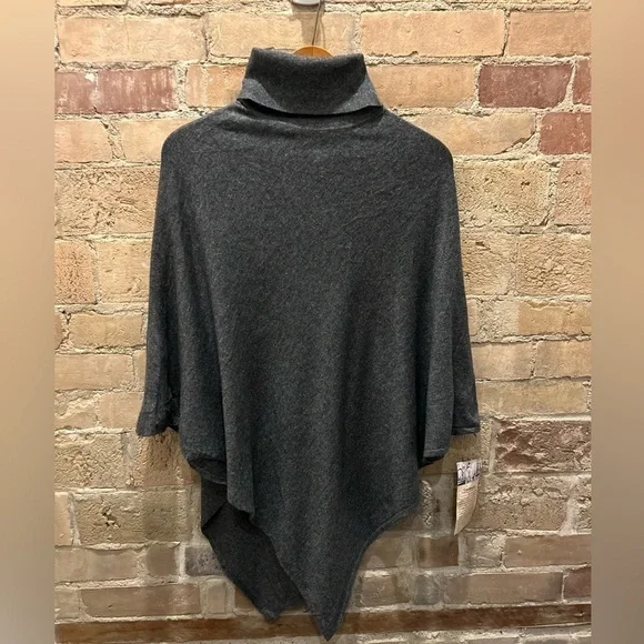 Hand knit NWT Grey Cashmere Poncho Sz M - Picture 4 of 9